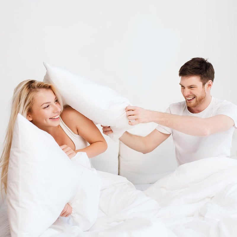 ORJ Throw Pillows Insert Set of 2, White 26x26 in Pillow Inserts with 100% Cotton Cover,Bed and Couch Decorative Stuffer Pillows,Indoor Pillows for Sofa - Image 3